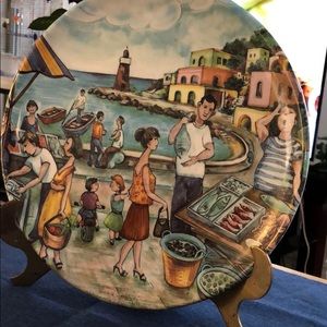 Brunelli Italian collector plate Market scene